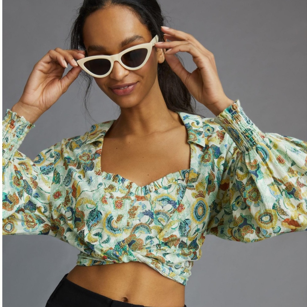 Anthropologie twist crop top set